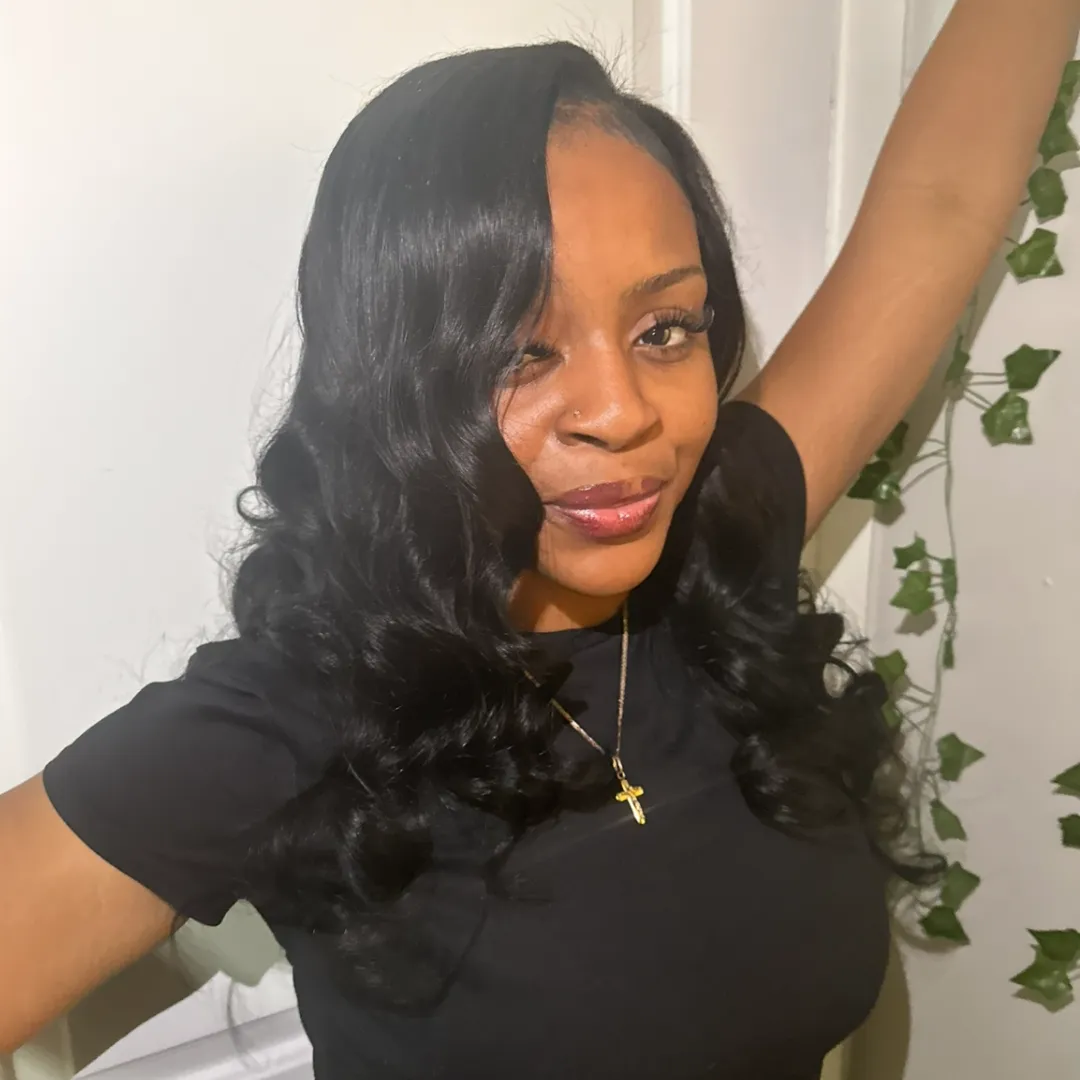 Silk press with soft bouncy curls
